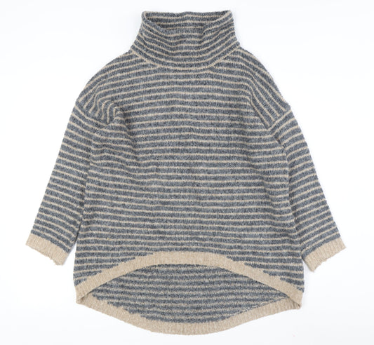 Apricot Women's Multicoloured Striped High Neck Jumper Size 10