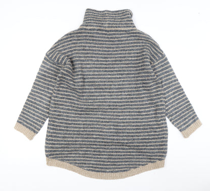 Apricot Women's Multicoloured Striped High Neck Jumper Size 10