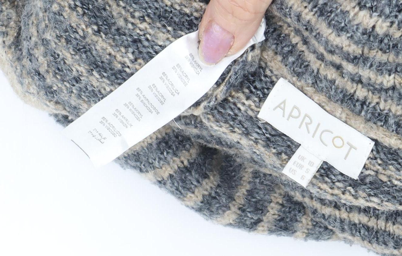 Apricot Women's Multicoloured Striped High Neck Jumper Size 10