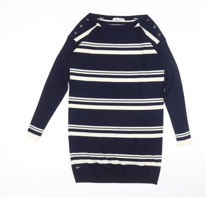 Lacoste Women's Blue Striped Wool Jumper Dress Size 8