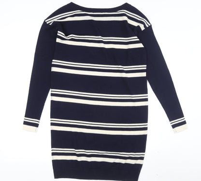 Lacoste Women's Blue Striped Wool Jumper Dress Size 8