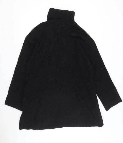 Topshop Women's Black Roll Neck T-Shirt Dress Size M