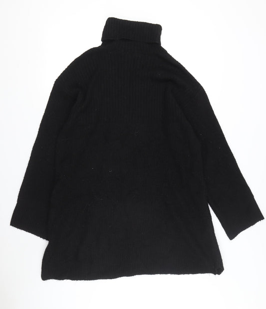 Topshop Women's Black Roll Neck T-Shirt Dress Size M