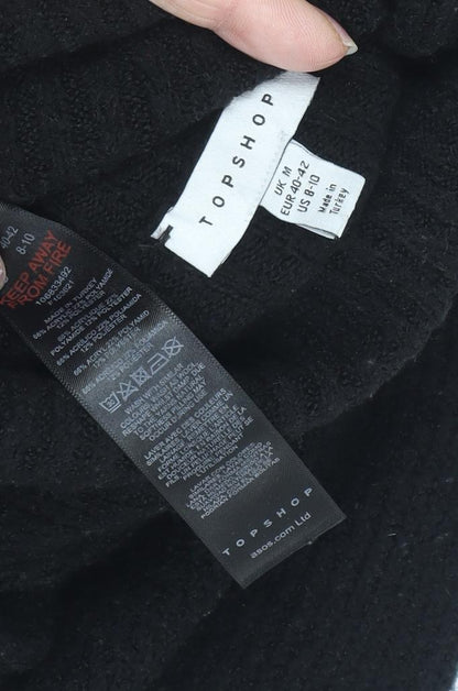 Topshop Women's Black Roll Neck T-Shirt Dress Size M