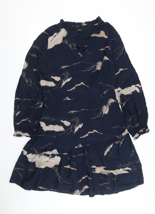 Next Women's Blue Long Sleeve Viscose Dress