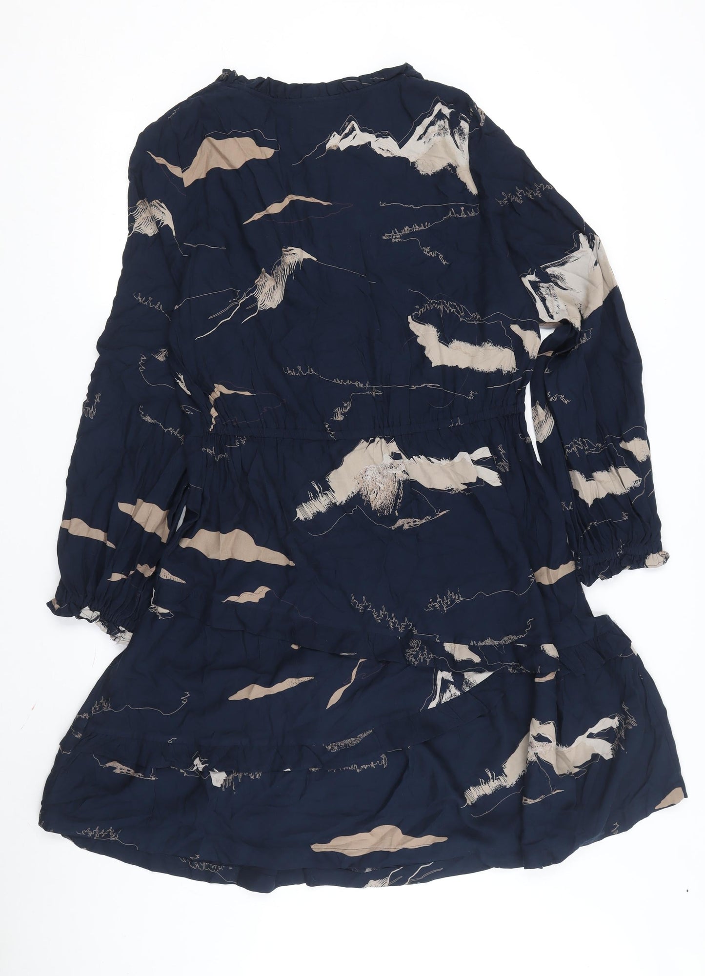 Next Women's Blue Long Sleeve Viscose Dress