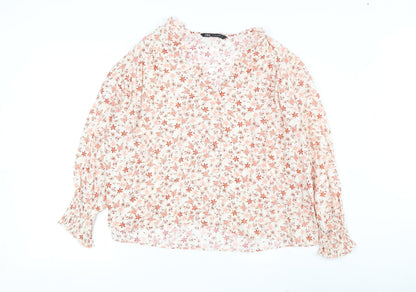 Zara Women's Floral Blouse, Size 12, Pink, Casual