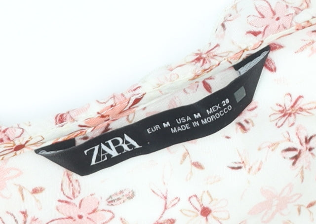 Zara Women's Floral Blouse, Size 12, Pink, Casual