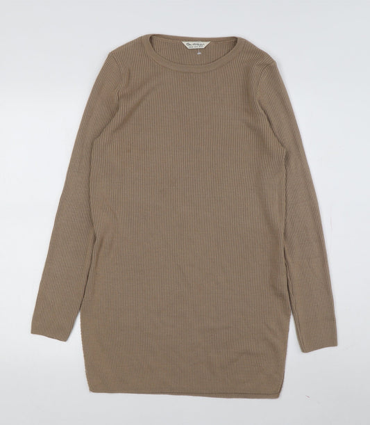 Miss Selfridge Women's Beige Long Sleeve Jumper Dress