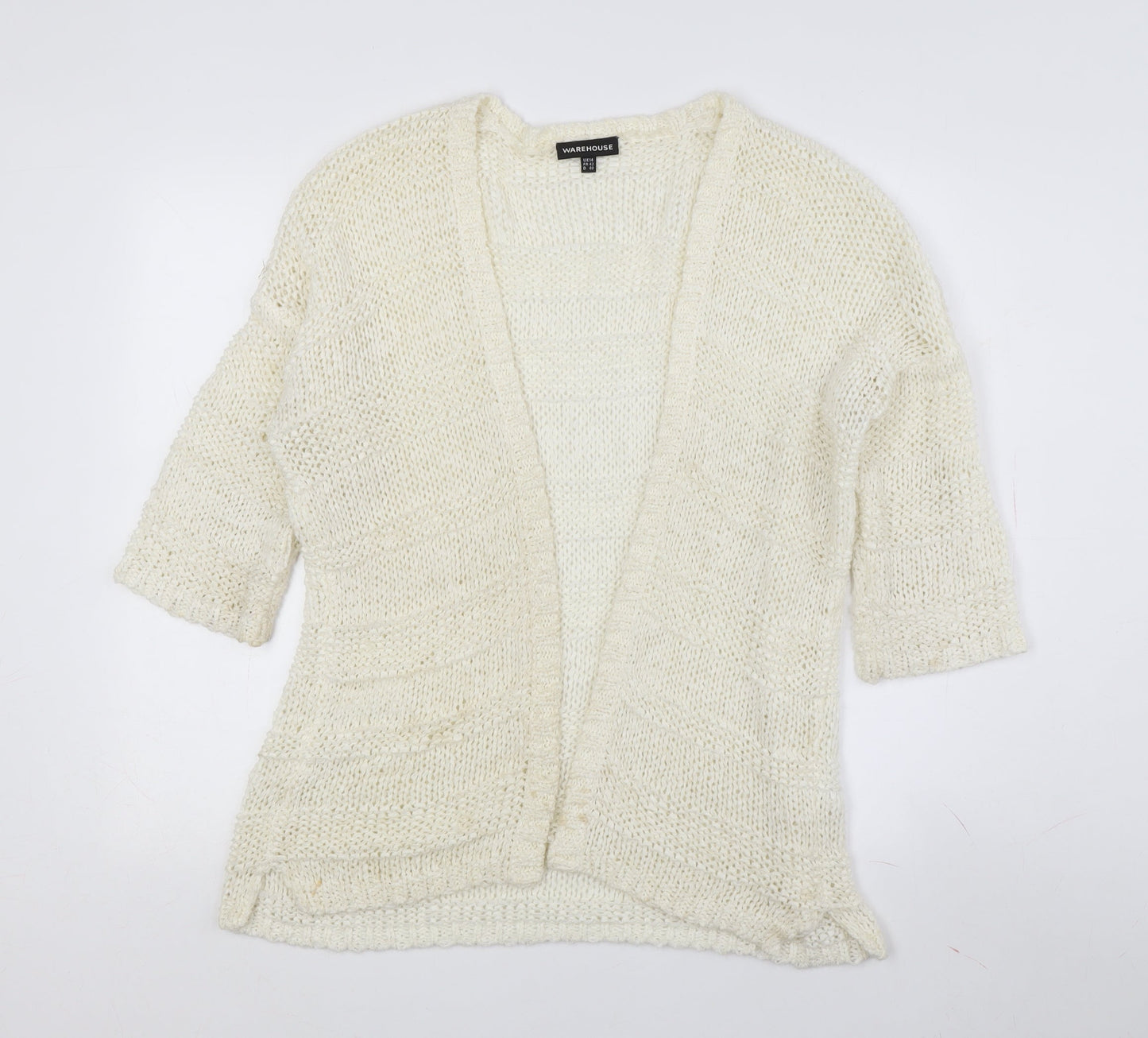 Womens UK Size 14 Warehouse Ivory Cardigan Jumper