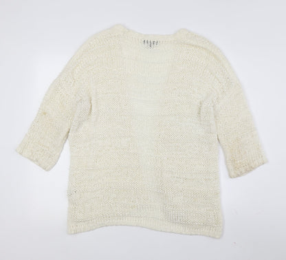 Womens UK Size 14 Warehouse Ivory Cardigan Jumper