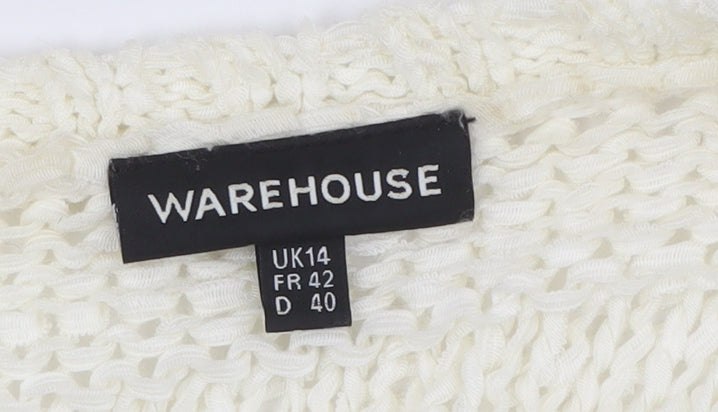 Womens UK Size 14 Warehouse Ivory Cardigan Jumper