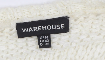 Womens UK Size 14 Warehouse Ivory Cardigan Jumper