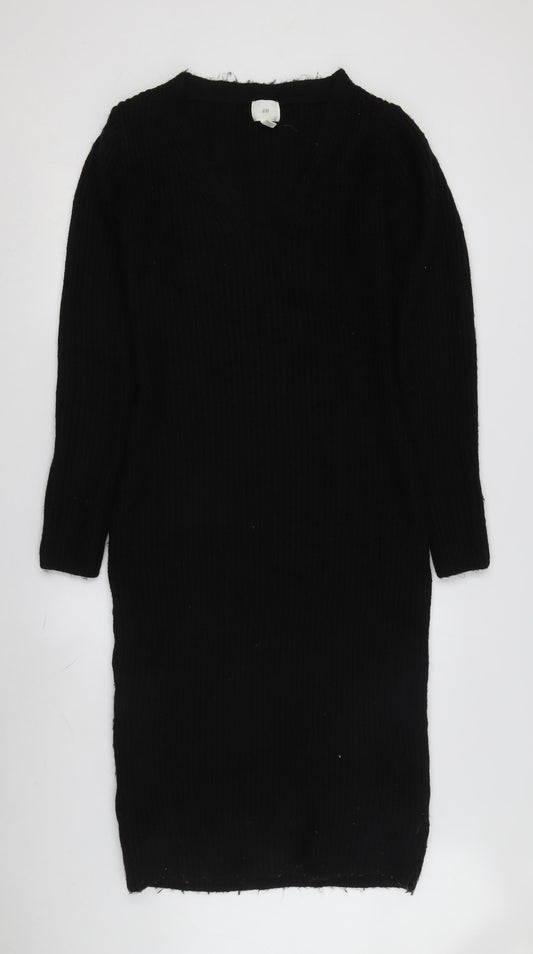 H&M Women's Black V-Neck Sheath Dress Size S