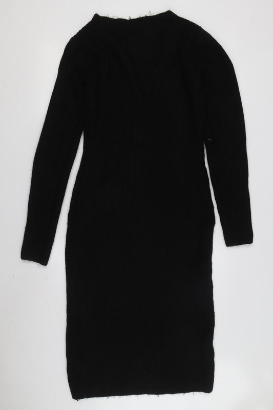 H&M Women's Black V-Neck Sheath Dress Size S