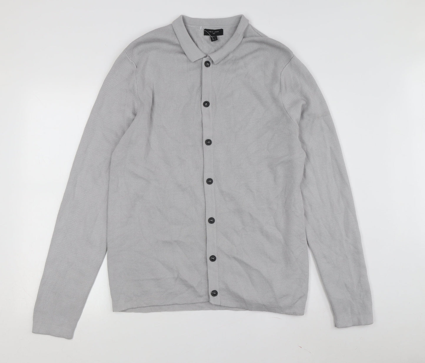 New Look Men's Grey Collared Cardigan L