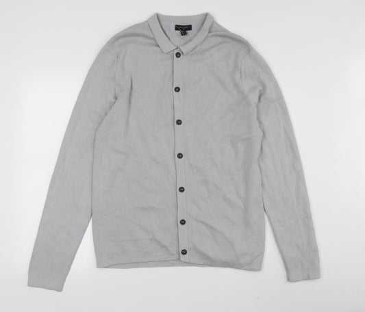 New Look Men's Grey Collared Cardigan L
