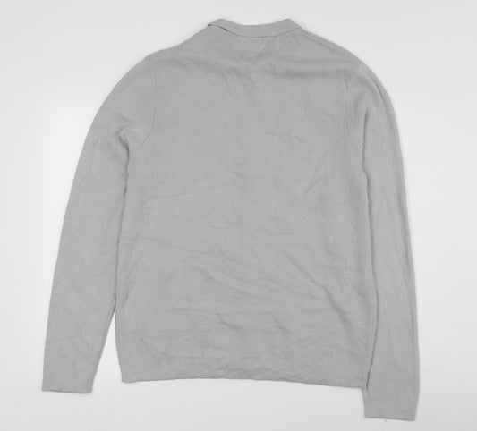 New Look Men's Grey Collared Cardigan L