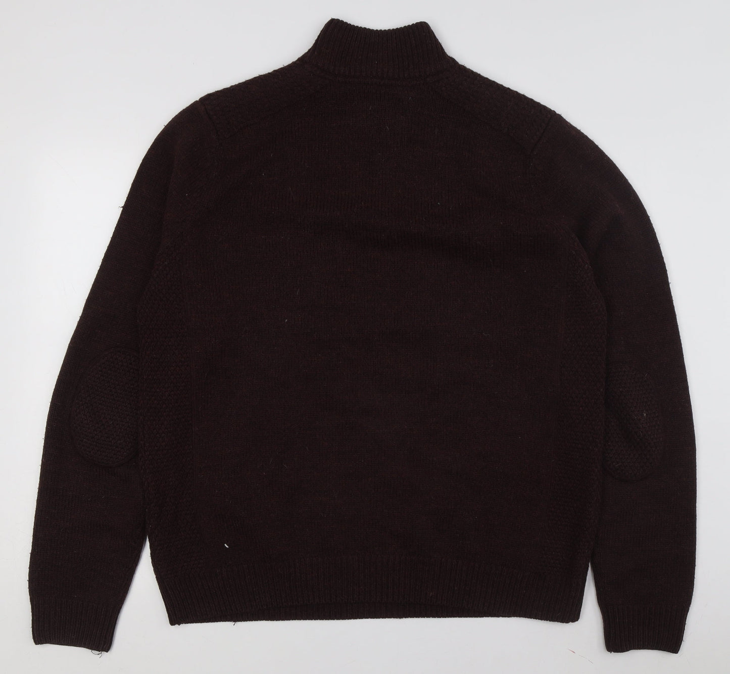 Threadbare Men’s Brown XL Henley Jumper, Button Accent