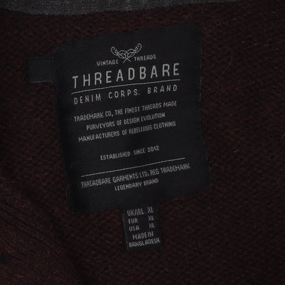 Threadbare Men’s Brown XL Henley Jumper, Button Accent