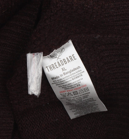 Threadbare Men’s Brown XL Henley Jumper, Button Accent