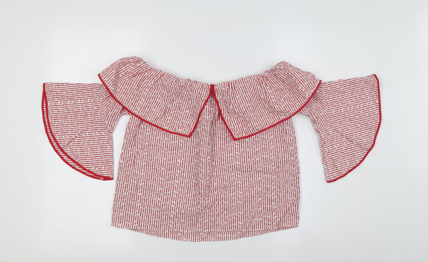 Womens UK Size 6 Zara Red Off the Shoulder Blouse