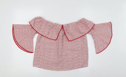 Womens UK Size 6 Zara Red Off the Shoulder Blouse