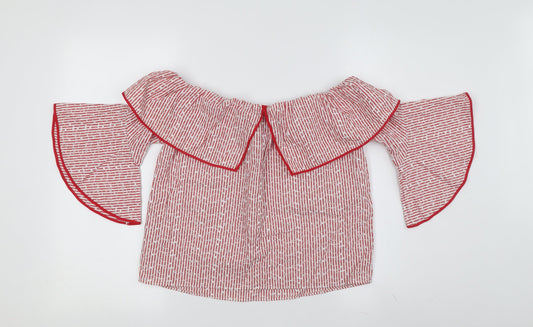 Womens UK Size 6 Zara Red Off the Shoulder Blouse