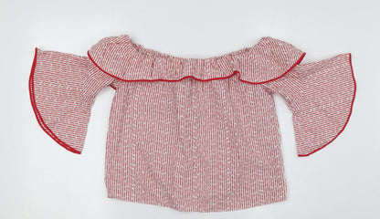 Womens UK Size 6 Zara Red Off the Shoulder Blouse