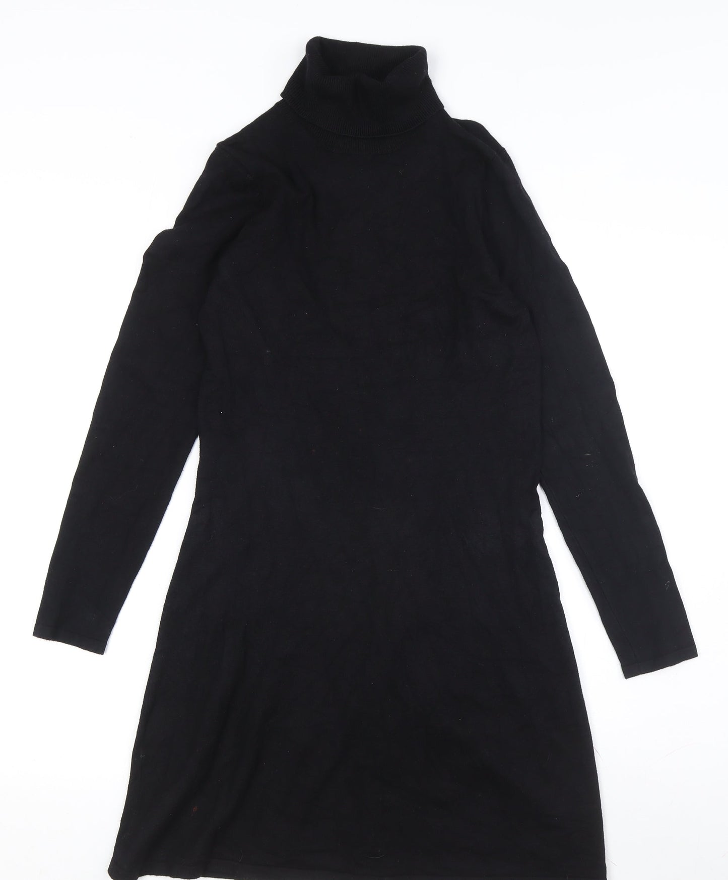 V by Very Black Roll Neck Knit Dress, Size 8 for Women
