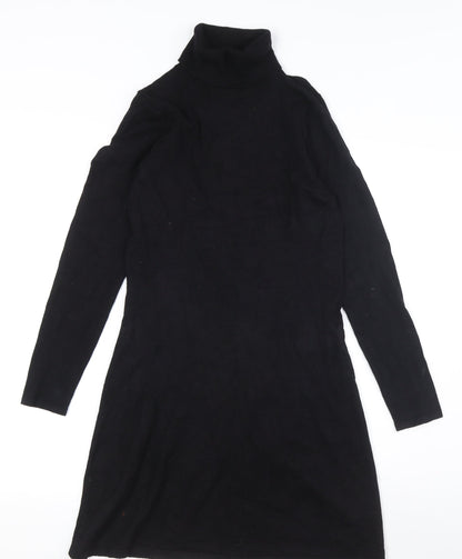 V by Very Black Roll Neck Knit Dress, Size 8 for Women