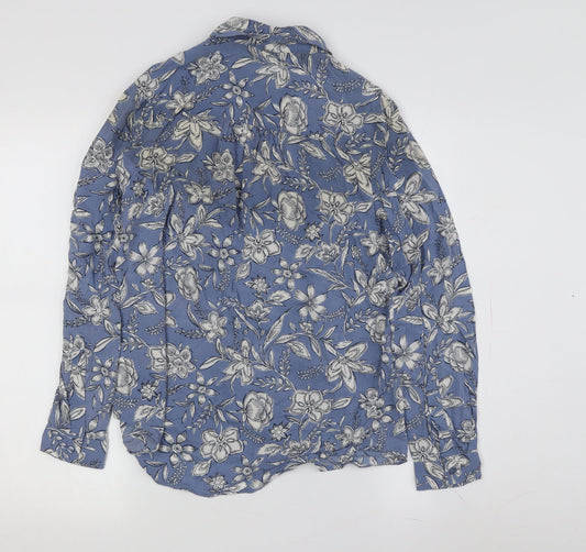 Womens UK Size 8 Marks and Spencer Blue Basic Button-Up