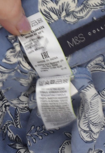 Womens UK Size 8 Marks and Spencer Blue Basic Button-Up