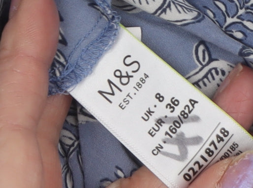 Womens UK Size 8 Marks and Spencer Blue Basic Button-Up