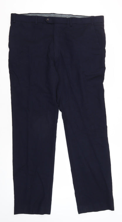 Marks and Spencer Men's Blue Wool Dress Pants
