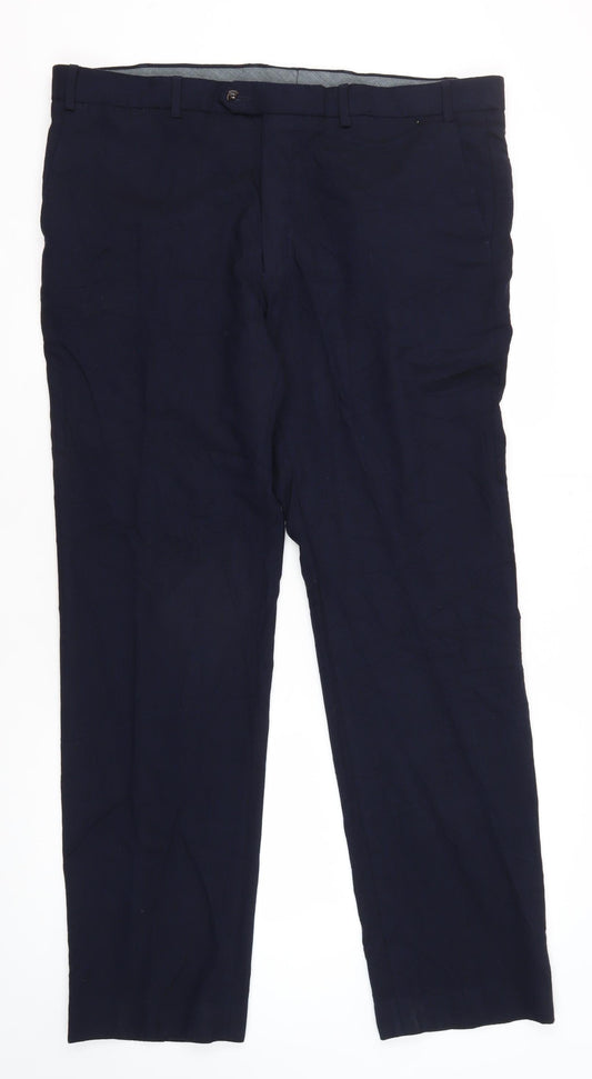 Marks and Spencer Men's Blue Wool Dress Pants