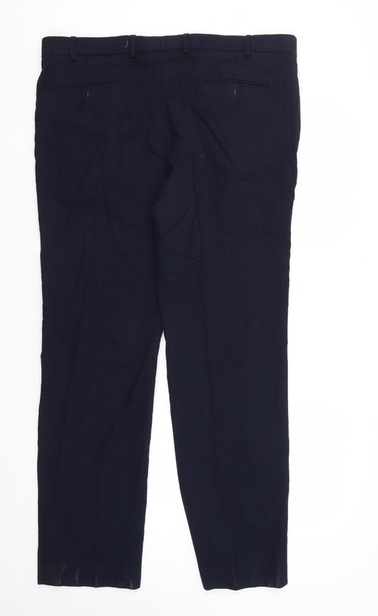 Marks and Spencer Men's Blue Wool Dress Pants