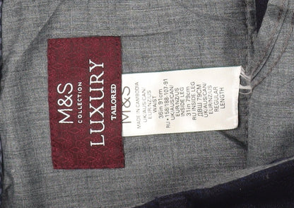 Marks and Spencer Men's Blue Wool Dress Pants