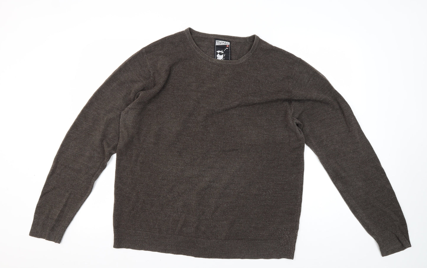 Topman Men's XL Brown Crew Neck Pullover Jumper