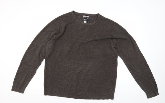 Topman Men's XL Brown Crew Neck Pullover Jumper
