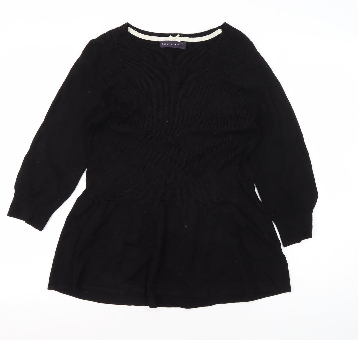 Womens UK Size 12 Marks and Spencer Black Tunic Jumper