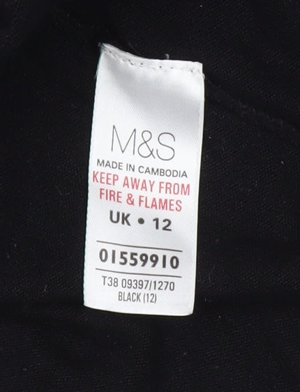 Womens UK Size 12 Marks and Spencer Black Tunic Jumper
