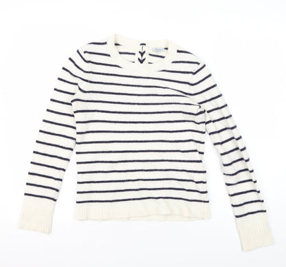 Jigsaw Women's White Striped Pullover Jumper - S