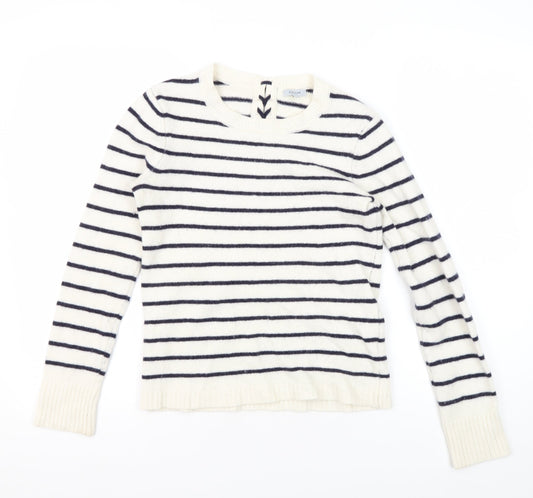 Jigsaw Women's White Striped Pullover Jumper - S
