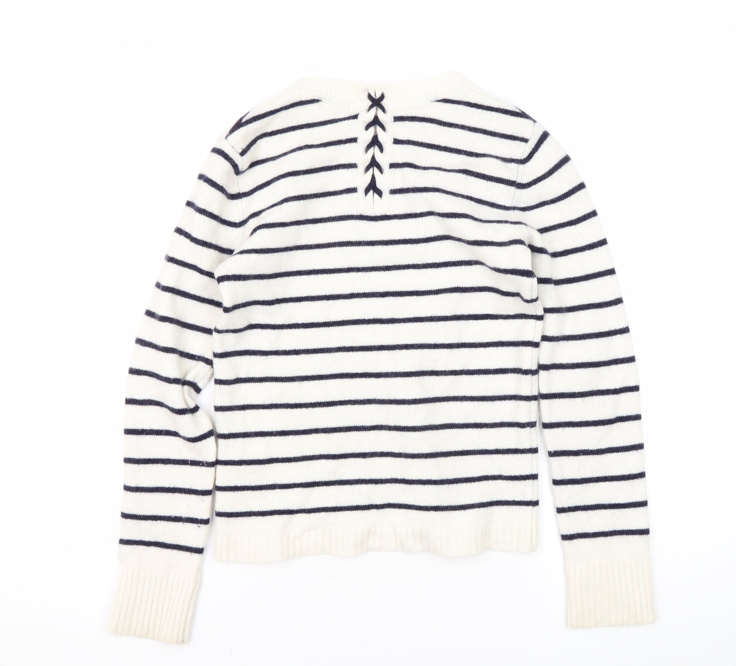 Jigsaw Women's White Striped Pullover Jumper - S