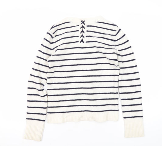 Jigsaw Women's White Striped Pullover Jumper - S
