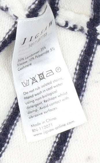 Jigsaw Women's White Striped Pullover Jumper - S