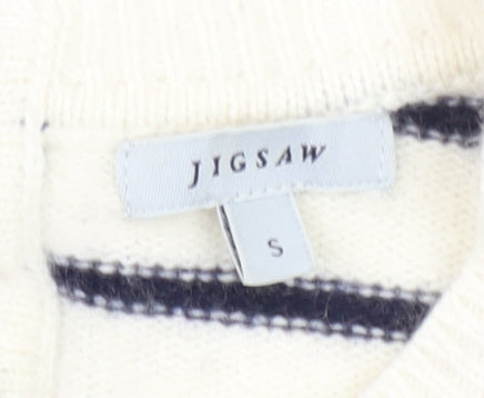 Jigsaw Women's White Striped Pullover Jumper - S
