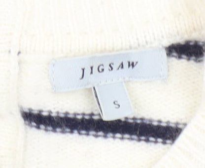 Jigsaw Women's White Striped Pullover Jumper - S
