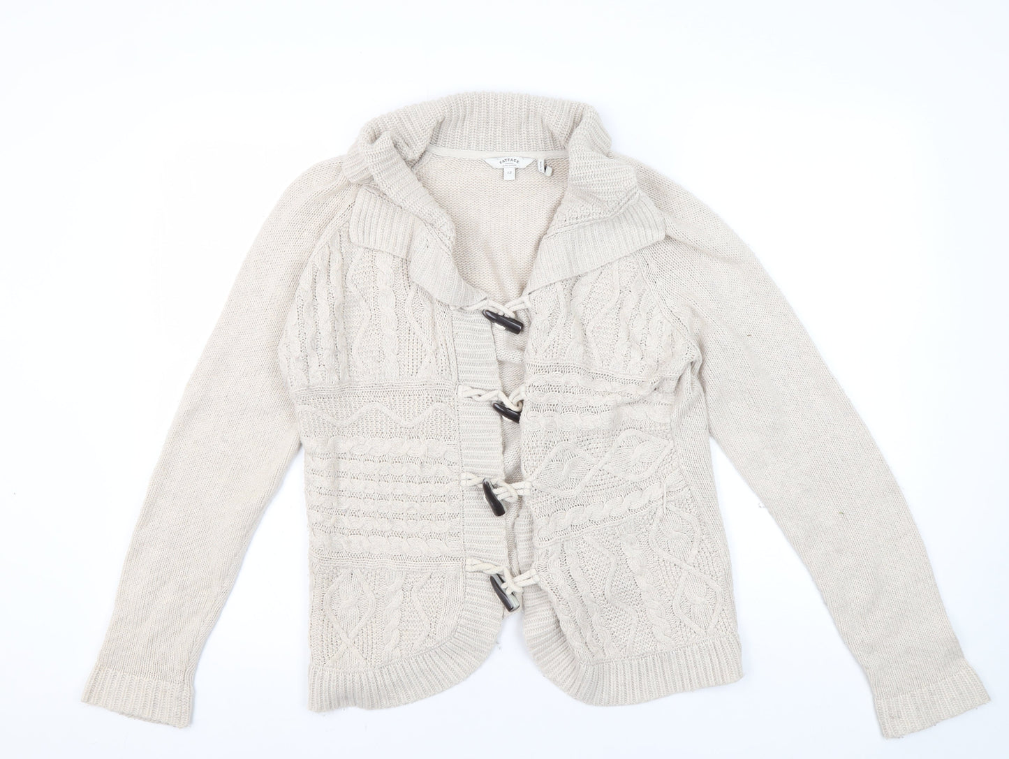 Womens UK Size 12 FatFace Beige Cardigan Jumper